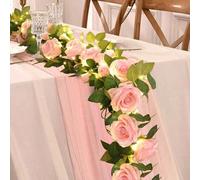 1 pièce Guirlande lumineuse de fleurs de 3 mètres, couronne de fleurs artificielles roses de 2 m pour arche de mariage, fête, décoration murale, jardin, pièce Grande rose rose [1set],Fleurs de cerisie