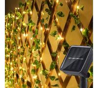 1 pièce Guirlande lumineuse décorative de lierre à énergie solaire, 20/50/100 LED, 10m/5m/1m, Lumières de fée artificielles pour l'extérieur, convient pour mariage, fête, décoration murale, hôtel, ann