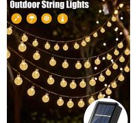 1 pièce Guirlande lumineuse solaire à LED de 5 m/7 m/12 m/20 m/50 m/100 m, 8 modes, étanche, décoration pour fête en plein air/jardin/cour 12m 100led,7m 50leds,5m 20leds,Blanc 12m 100leds,Blanc 7m 50l