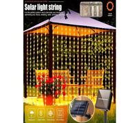 1 pièce Guirlande lumineuse solaire de rideau 3x1/3x2/3x3M, guirlande lumineuse solaire 100/200/300 LED, guirlande lumineuse de fée pour fenêtre IP65 étanche, guirlande lumineuse scintillante 8 modes 