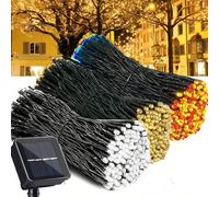 1 pièce Guirlande lumineuse solaire d'extérieur étanche pour jardin, 22m/12m/7m/5m, 20-200 LED, 8 modes, convient pour jardin, patio, cour, clôture, décoration de sapin de Noël, blanc chaud/multicolor