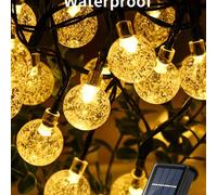 1 pièce Guirlande lumineuse solaire LED étanche, 20/50/100 perles, 5m/7m/12m de long, 8 modes d'éclairage Boule de cristal Guirlande solaire féerique, Convient pour la décoration de fête en extérieur,