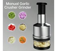 1 pièce Hachoir à oignon, presse-ail, hachoir manuel en acier inoxydable avec couvercle, hachoir multifonction pour l'ail, l'oignon et le gingembre, ustensile de cuisine, noir 1 pièceAcier inoxydable
