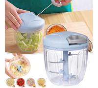 1 pièce Hachoir manuel portable, Hachoir à légumes, Hachoir à ail, gingembre, oignon, Convient pour les légumes, fruits, noix, herbes (1 bleu) Taille Unique,500 ml/bleuPolypropylène