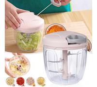 1 pièce Hachoir manuel portable, Hachoir à légumes, Hachoir à ail, gingembre, oignon pour légumes, fruits, noix, herbes (1 rose) Taille Unique,500 ml/roseABS