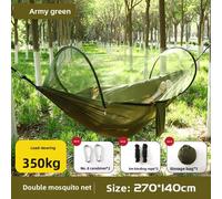 1 pièce Hamac de camping extérieur vert avec moustiquaire, hamac portable avec filet, hamac suspendu pour 1-2 personnes, matériau en nylon parachute à ouverture rapide, convient pour la randonnée, les