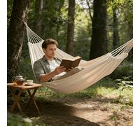 1 pièce Hamac d'extérieur extra large, tissu doux et respirant, conception antidérapante et robuste, idéal pour les loisirs et la détente en extérieur, le jardin, le patio, le camping, la randonnée, l