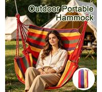 1 pièce Hamac et fauteuil suspendu en canevas rayée, hamac portable et décontracté, tissu matelassé épais, capacité de 400 lb, convient pour le camping en plein air, le patio, le balcon, le jardin, la