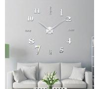 1 pièce Horloge murale créative en argent, mode, minimaliste pour la décoration de la maison, équipée d'un mouvement à quartz silencieux, sans perçage nécessaire, convient pour la chambre, la décorati