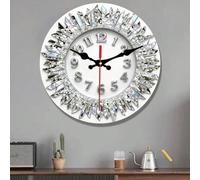 1 pièce Horloge murale en bois à cristal radiant 2D plate, horloge murale en bois suspendue à quartz silencieux suisse, convient pour la décoration de la chambre, du salon, de la cuisine et du bureau,