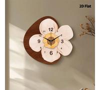 1 pièce Horloge murale en bois à fleur plate 2D, mouvement à quartz ultra-silencieux, sans bruit de tic-tac, convient pour décorer le salon, la chambre, le bureau, la cuisine et le café, cadeau décora