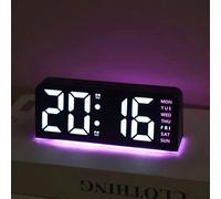 1 pièce Horloge numérique multifonctionnelle LED moderne avec lumière d'ambiance, luminosité réglable, affichage de la date, alimentée par USB, double alarme - Design rectangulaire , convient pour la 