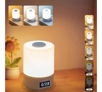 1 pièce Horloge ronde 3-en-1 Veilleuse avec multi-couleurs, luminosité réglable, indicateur de batterie, interrupteur tactile, chargement Type-C 5V, convient pour la chambre à coucher, la table de che