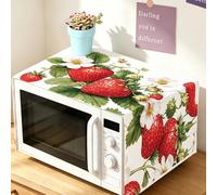 1 pièce Housse anti-poussière pour micro-ondes, motif fraise & fleur blanche, housse en polyester pour micro-ondes/four/plaque de cuisson, housse de protection anti-poussière pour appareils de cuisine