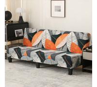 1 pièce Housse de canapé/lit créative à texture de feuille, sans accoudoirs. Housse de canapé élastique en polyester à couverture complète, en soie de lait tricotée, convenant à toutes les saisons L,M