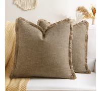 1 pièce Housse de coussin à franges en texture de lin synthétique tressé, style nordique couleur unie carrée pour canapé, coussin de ferme tressé, coussin décoratif pour salon, coussin d'ameublement d