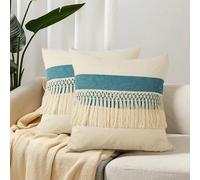 1 pièce Housse de coussin de canapé à franges de style bohème, housse de coussin en canevas patchwork pour le salon (insert de coussin non inclus) 45*45,50*50RayéPolyester