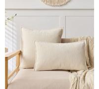 1 pièce Housse de coussin décoratif à bordure large en chenille de couleur crème, convient pour la décoration intérieure, utilisation toute saison, housses seulement 30*50,43*43UnicoloreChenille