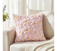 1 pièce Housse de coussin décorative rose marguerite, style campagnard floral en forme de cœur, doux et moelleux en jacquard. Housse de coussin pour la maison, le canapé, printemps/été 12*20 pouces (3