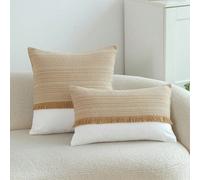 1 pièce Housse de coussin en lin tressé de couleur kaki, style patchwork. Convient pour la décoration intérieure, taie d'oreiller pour toutes les saisons. Insert de coussin non inclus 45*45,30*50Unico