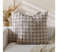 1 pièce Housse de coussin motif géométrique marron clair (insert de coussin non inclus), moderne et élégante, en tissu de lin bicolore brodé, housse de coussin décorative à motif carré 3D, convient po
