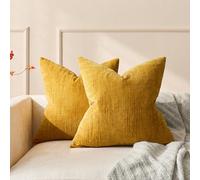 1 pièce Housse de coussin rayée rétro jaune moutarde (insert de coussin non inclus), 100% polyester tissé, design zippé, lavable en machine, housse de coussin à motif géométrique, convient pour le can