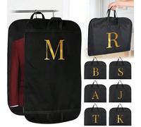 1 pièce Housse de rangement en tissu non tissé lavable avec lettre dorée, sac de rangement pour costume/robe, organisateur de vêtements transparent et imperméable à l'humidité. Accessoire essentiel po