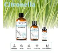 1 pièce Huiles essentielles de citronnelle EUQEE 10/30/100ml pour diffuseurs à roseaux, humidificateur, fabrication de bougies et de savons DIY, huiles essentielles pures pour humidificateur pour la m