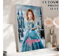 1 pièce Impression sur canevas personnalisée - Votre photo et votre nom imprimés sur canevas, art mural personnalisé pour chambre, salon, mariage, animaux de compagnie, amis, cadre photo mural, impres
