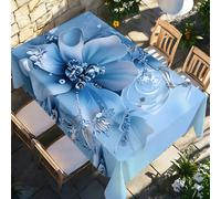 1 pièce Indispensable d'été ! Nappe florale bleue rêveuse, impression 2D stéréoscopique plate, matériau en polyester, convient pour les rassemblements familiaux/pique-niques de fête/mariages en plein 