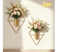 1 pièce Jardinière murale dorée & noire, vase en métal support de plante d'intérieur, décoration murale géométrique moderne pour la maison, convient pour la salle de bain, la chambre, le salon, le bur