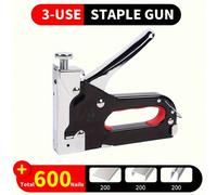 1 pièce Kit de Agrafeuse robuste 3 en 1 - Multifonctionnel pour le rembourrage/le travail du bois/les meubles | Poignée ergonomique qui épargne le travail avec 600 agrafes Pistolet à clous pulvérisate