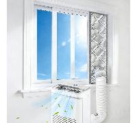 1 pièce Kit de joint d'étanchéité de fenêtre pour climatiseur portable isolé avec revêtement argenté réfléchissant et tissu Oxford gris, joint d'étanchéité de fenêtre pour tuyau d'évacuation de climat