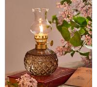 1 pièce Lampe à huile vintage grande Lampe à kérosène en verre Lampe à huile antique Éclairage d'urgence intérieur Lanterne de tempête Utilisation intérieure (Liquide non inclus) Décoration de maison 