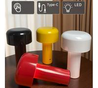 1 pièce Lampe champignon portable en matériau métallique rechargeable par USB, LED tactile à 3 couleurs avec gradation continue, veilleuse de chevet, décoration de comptoir de bar, lampe de table d'am