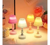 1 pièce Lampe de bureau vintage mini avec batterie, veilleuse LED chaude, petite lampe de table alimentée par batterie pour chambre à coucher, chevet, bureau, dortoir et décoration de fête Blanc,rose,