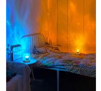 1 pièce Lampe de chevet à effet d'éclairage dynamique RGB alimentée par USB, design cylindrique à vague d'eau, éclairage d'ambiance pour chambre, lampe de projection, port USB, 3 couleurs/16 options d