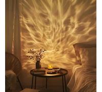 1 pièce Lampe de chevet à effet d'éclairage dynamique RGB alimentée par USB, design cylindrique à vague d'eau, éclairage d'ambiance pour chambre, lampe de projection, port USB, 3 couleurs/16 options d