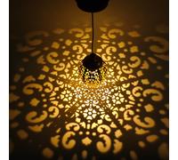 1 pièce Lampe de jardin solaire de style marocain en forme de goutte d'eau creuse en fer, Lanterne solaire d'extérieur Fer