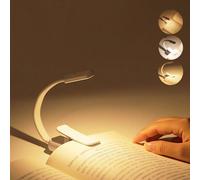 1 pièce Lampe de lecture LED, 3 couleurs de lumière réglables, luminosité variable, rechargeable 5V/alimentée par 2 piles AAA, convient pour la lecture de nuit, lampe de lecture flexible, 3 modes de p