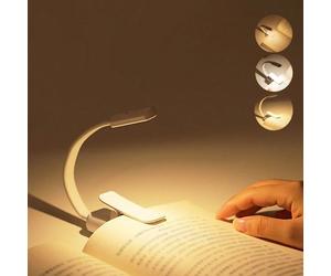 1 pièce Lampe de lecture LED, 3 couleurs de lumière réglables, luminosité variable, rechargeable 5V/alimentée par 2 piles AAA, convient pour la lecture de nuit, lampe de lecture flexible, 3 modes de p