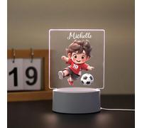 1 pièce Lampe de nuit LED 3D à illusion personnalisée avec nom, cadeau créatif football garçon, lumière chaude/arc-en-ciel, cadeau d'anniversaire, Saint-Valentin, mariage pour garçons, filles ou amis,