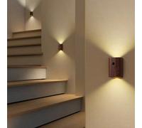1 pièce Lampe de nuit magnétique à texture de bois créative avec capteur de mouvement, rechargeable USB, LED, pour décoration murale, ambiance pour chambre à coucher, salon, bureau, salle d'étude, sal