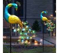 1 pièce Lampe de pelouse solaire en forme de paon, lampe de sol extérieure en fer d'art LED, lumière décorative de nuit douce pour jardin et cour RVB,1 pièceABS