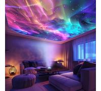 1 pièce Lampe de projection d'atmosphère Aurora, projecteur d'étoiles du ciel étoilé de galaxie coloré avec télécommande, luminosité réglable, alimenté par USB, convient pour la chambre, le home ciném