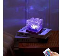 1 pièce Lampe de table veilleuse en cristal carré, lampe de chevet créative, lumière d'ambiance à ondulations d'eau, 16 couleurs/3 couleurs au choix, 16 couleurs avec télécommande, veilleuse RGB avec