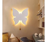 1 pièce Lampe murale décorative LED en forme de nuage, lune, étoile et papillon avec interrupteur à cordon. Lampe de chambre à piles pour enfants, arrière-plan TV, escalier, mur (piles non incluses) 1