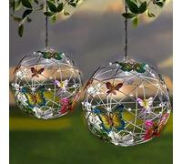 1 pièce Lampe papillon solaire, Lanterne papillon LED, Lampe boule papillon solaire, Lampe pendante papillon solaire d'extérieur, Convient pour la pelouse, la clôture, le porche, le mur, le jardin, la