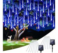 1 pièce Lampes solaires, guirlandes lumineuses d'extérieur, 8 tubes lumineux 192 LED Lumières de pluie de météores, chute de pluie, de neige, de glaçons en cascade. Lumières solaires d'extérieur, lumi