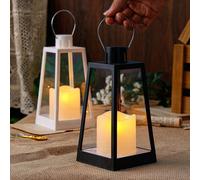1 pièce Lanterne bougie LED grande, bougie LED sans flamme, lanterne trapézoïdale. Décoration de maison, de fête, de table. Style minimaliste tendance. Lanterne de jardin, de camping extérieur. 11*22c